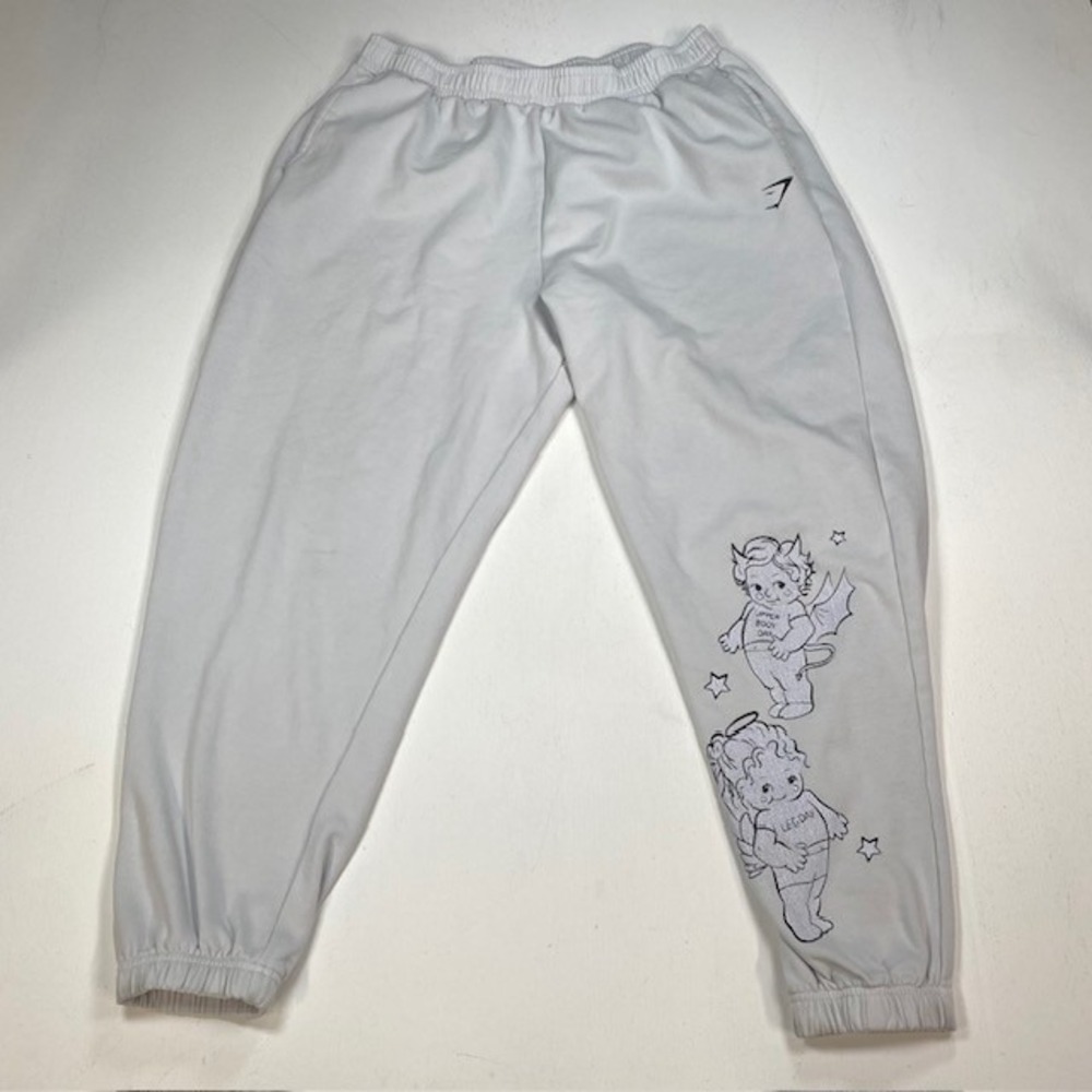 Gymshark Grey Graphic Jogger Sweatpants Upper Body Leg Day Cherub XL B8A3U